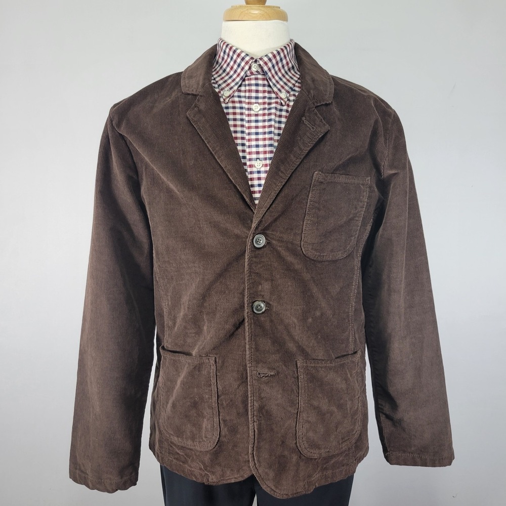 Mutual Weave Men's Sport‎ Coat Blazer Three Button Brown Cotton Corduroy Large
